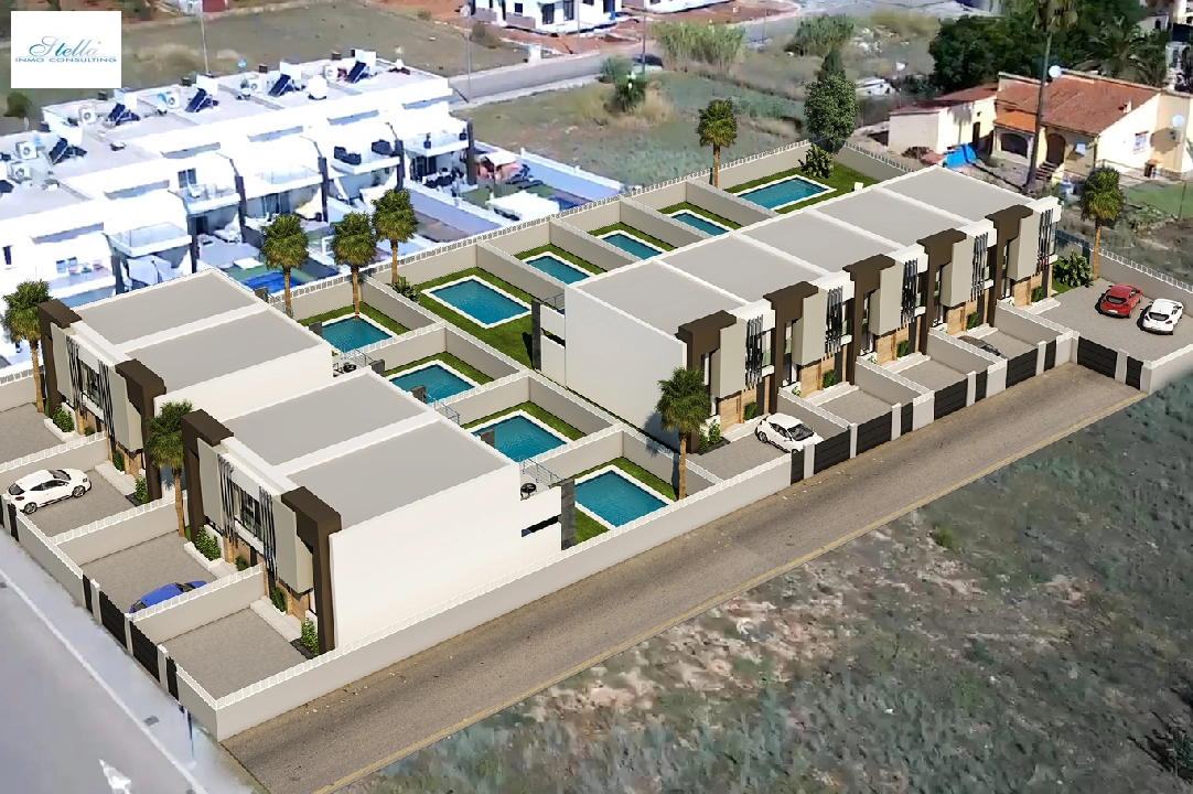 Reihenhaus in El Vergel zu verkaufen, Wohnfläche 118 m², Baujahr 2022, Zustand Erstbezug, Grundstück 201 m², 3 Schlafzimmer, 2 Badezimmer, Pool, ref.: TM-0121-GC-3