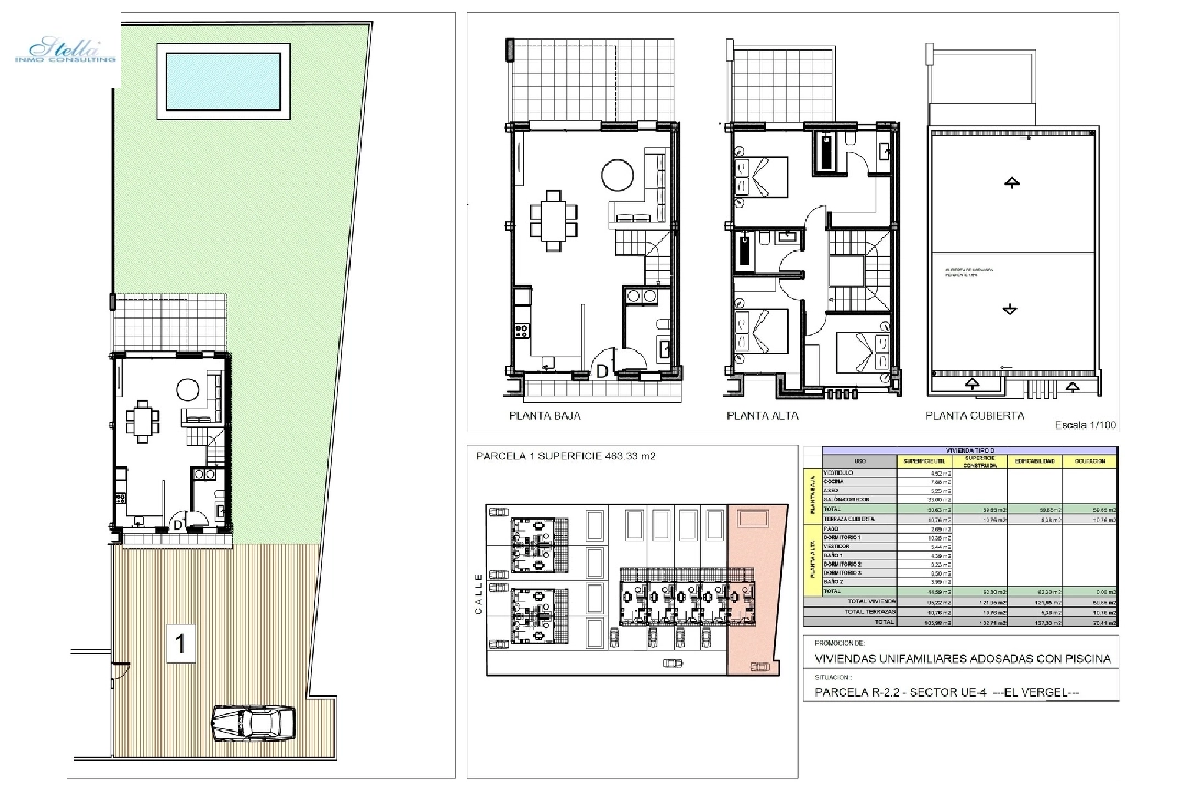 Reihenhaus in El Vergel zu verkaufen, Wohnfläche 118 m², Baujahr 2022, Zustand Erstbezug, Grundstück 201 m², 3 Schlafzimmer, 2 Badezimmer, Pool, ref.: TM-0121-GC-4