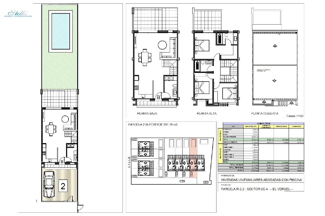 Reihenhaus in El Vergel zu verkaufen, Wohnfläche 118 m², Baujahr 2022, Zustand Erstbezug, Grundstück 201 m², 3 Schlafzimmer, 2 Badezimmer, Pool, ref.: TM-0121-GC-5