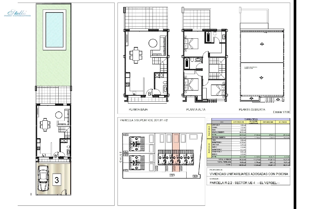 Reihenhaus in El Vergel zu verkaufen, Wohnfläche 118 m², Baujahr 2022, Zustand Erstbezug, Grundstück 201 m², 3 Schlafzimmer, 2 Badezimmer, Pool, ref.: TM-0121-GC-6