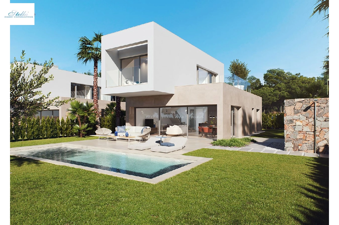 Villa in Orihuela Costa zu verkaufen, Wohnfläche 203 m², Zustand Erstbezug, Klimaanlage, Grundstück 523 m², 3 Schlafzimmer, 2 Badezimmer, Pool, ref.: HA-OCN-146-E01-1