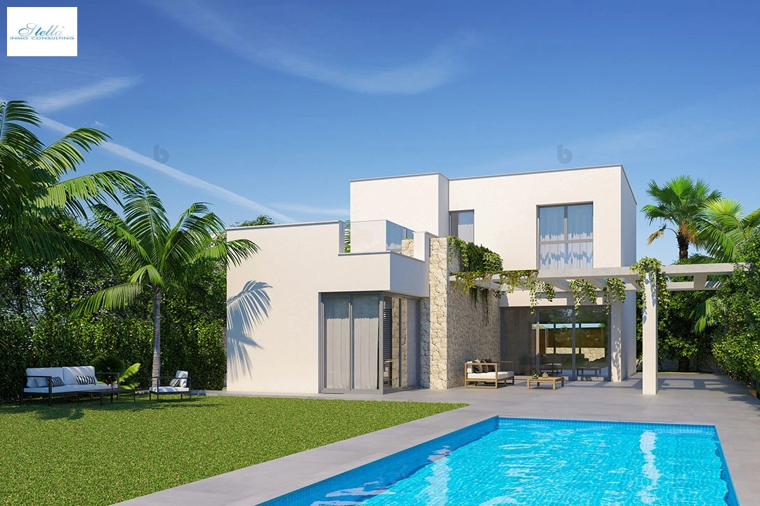 Villa in Pilar de la Horadada zu verkaufen, Wohnfläche 203 m², Zustand Erstbezug, Grundstück 453 m², 3 Schlafzimmer, 3 Badezimmer, Pool, ref.: HA-PIN-103-E01-1