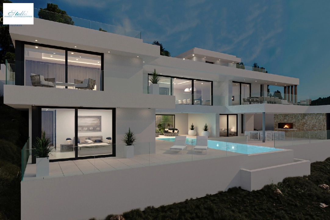 Villa in Calpe zu verkaufen, Wohnfläche 453 m², Baujahr 2023, Klimaanlage, Grundstück 1013 m², 4 Schlafzimmer, 4 Badezimmer, Pool, ref.: MV-2506-3