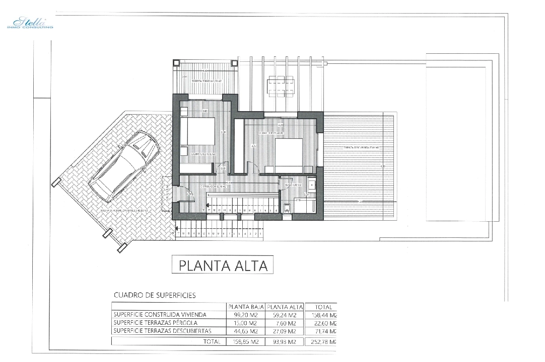 Villa in Pedreguer(Monte Solana I) zu verkaufen, Wohnfläche 252 m², Baujahr 2025, Klimaanlage, Grundstück 608 m², 3 Schlafzimmer, 2 Badezimmer, Pool, ref.: UM-UV-SERPIS-16