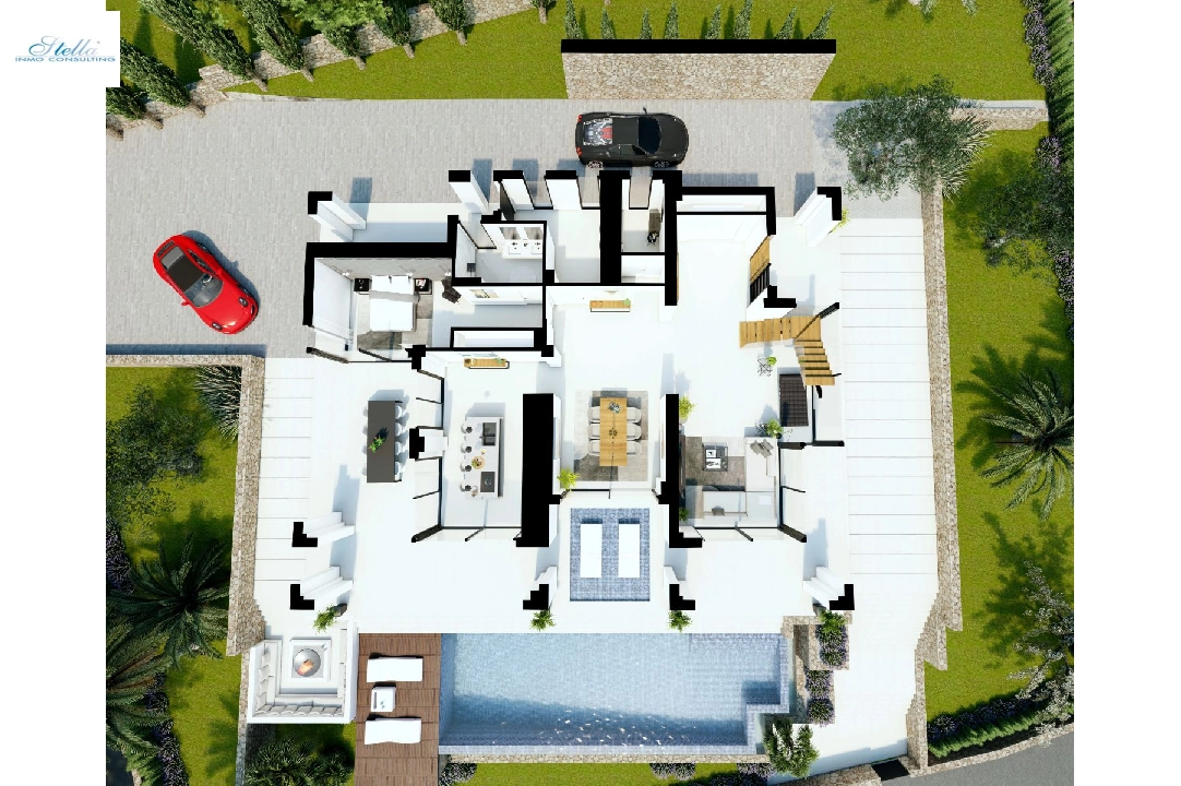 Villa in Benissa(La Fustera) zu verkaufen, Wohnfläche 615 m², Baujahr 2023, Klimaanlage, Grundstück 1347 m², 4 Schlafzimmer, 3 Badezimmer, Pool, ref.: BI-BE.H-902-20