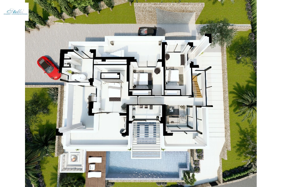 Villa in Benissa(La Fustera) zu verkaufen, Wohnfläche 615 m², Baujahr 2023, Klimaanlage, Grundstück 1347 m², 4 Schlafzimmer, 3 Badezimmer, Pool, ref.: BI-BE.H-902-21