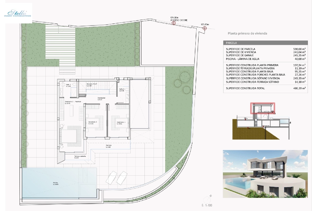 Villa in Finestrat zu verkaufen, Wohnfläche 526 m², Baujahr 2024, Klimaanlage, Grundstück 598 m², 5 Schlafzimmer, 5 Badezimmer, Pool, ref.: BI-AL.H-035-22