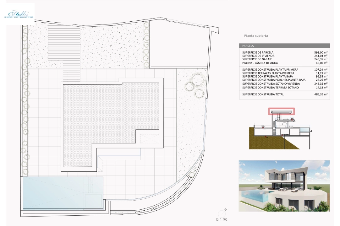 Villa in Finestrat zu verkaufen, Wohnfläche 526 m², Baujahr 2024, Klimaanlage, Grundstück 598 m², 5 Schlafzimmer, 5 Badezimmer, Pool, ref.: BI-AL.H-035-24