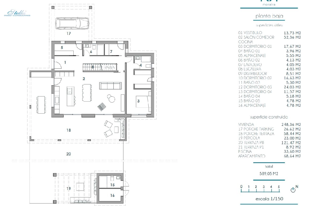 Villa in Moraira zu verkaufen, Wohnfläche 248 m², Klimaanlage, Grundstück 800 m², 4 Schlafzimmer, 5 Badezimmer, Pool, ref.: BI-MT.H-795-11