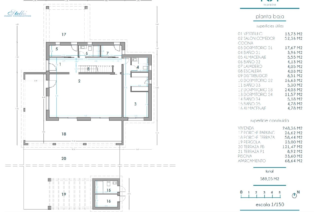 Villa in Moraira zu verkaufen, Wohnfläche 248 m², Klimaanlage, Grundstück 800 m², 4 Schlafzimmer, 5 Badezimmer, Pool, ref.: BI-MT.H-795-12