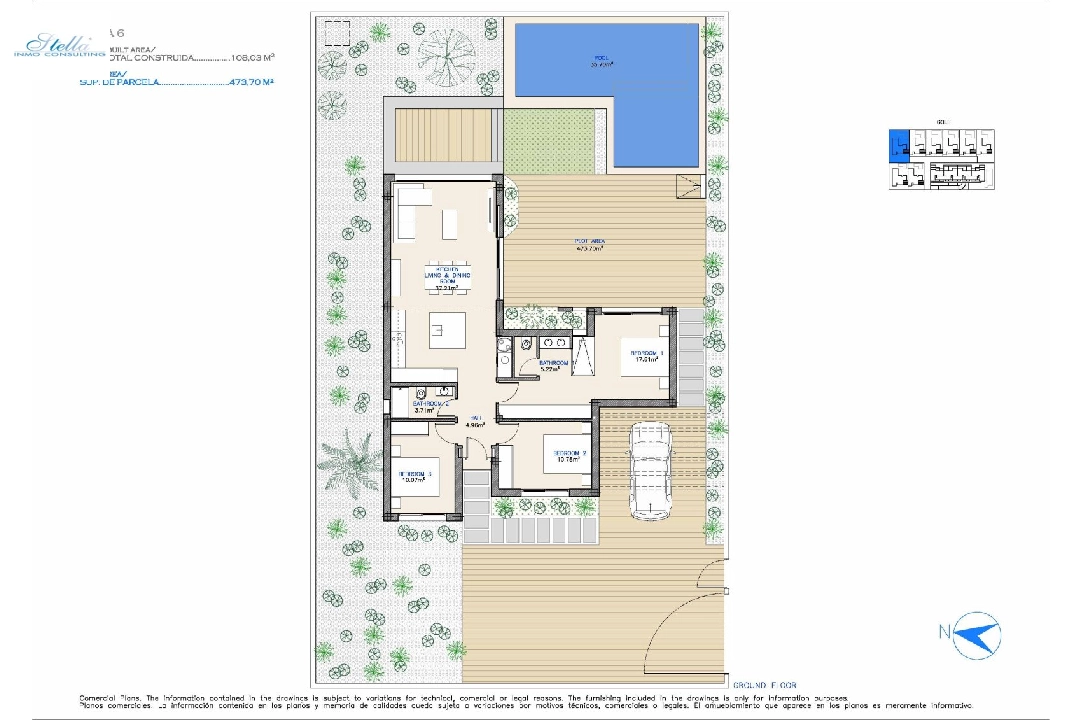 Villa in Los Alcazares zu verkaufen, Wohnfläche 108 m², Zustand Erstbezug, Grundstück 297 m², 3 Schlafzimmer, 2 Badezimmer, Pool, ref.: HA-LAN-433-E01-16