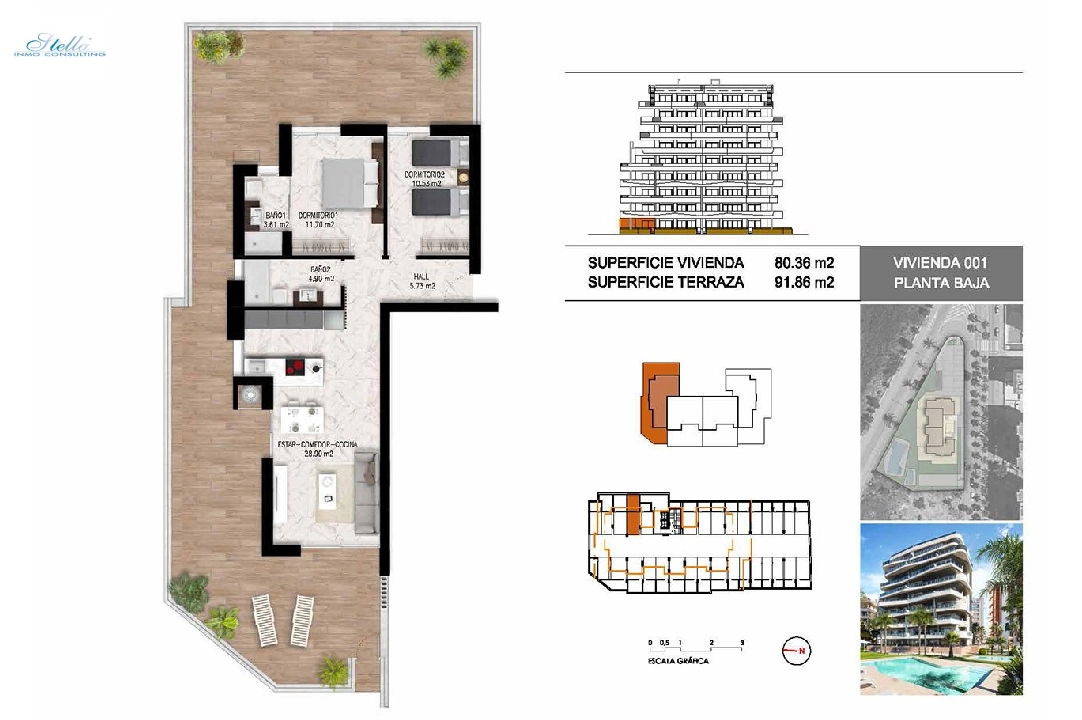 Etagen Apartment in Guardamar del Segura zu verkaufen, Wohnfläche 102 m², Zustand Erstbezug, 2 Schlafzimmer, 2 Badezimmer, Pool, ref.: HA-GUN-411-A01-14