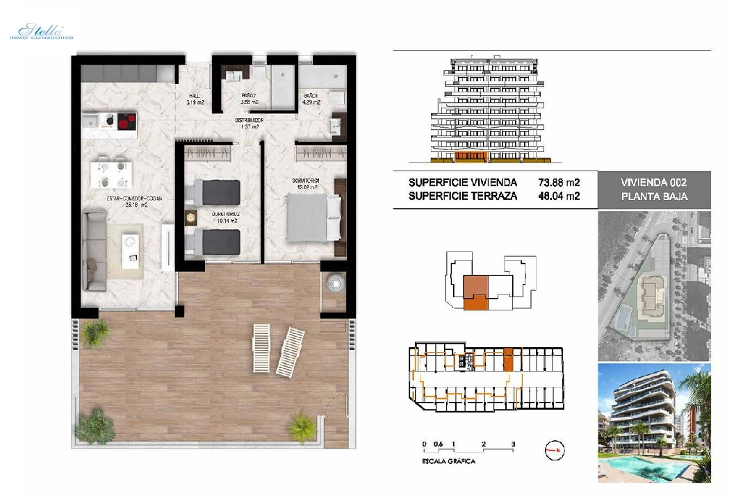 Etagen Apartment in Guardamar del Segura zu verkaufen, Wohnfläche 102 m², Zustand Erstbezug, 2 Schlafzimmer, 2 Badezimmer, Pool, ref.: HA-GUN-411-A01-15