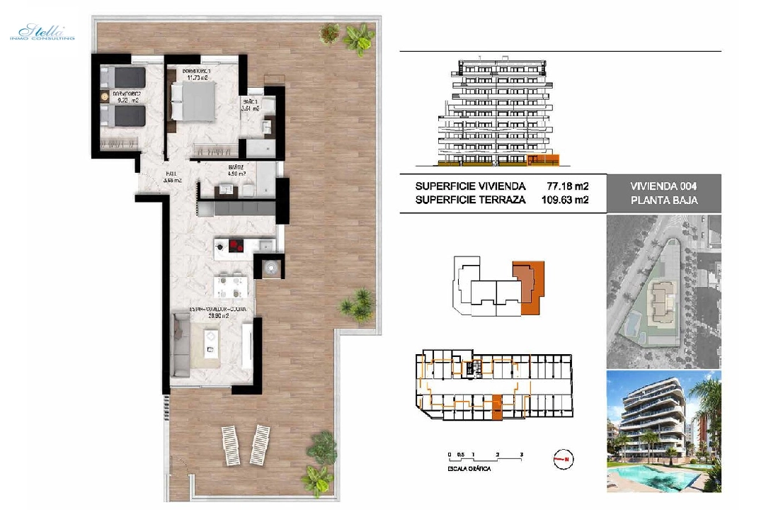 Etagen Apartment in Guardamar del Segura zu verkaufen, Wohnfläche 102 m², Zustand Erstbezug, 2 Schlafzimmer, 2 Badezimmer, Pool, ref.: HA-GUN-411-A01-17