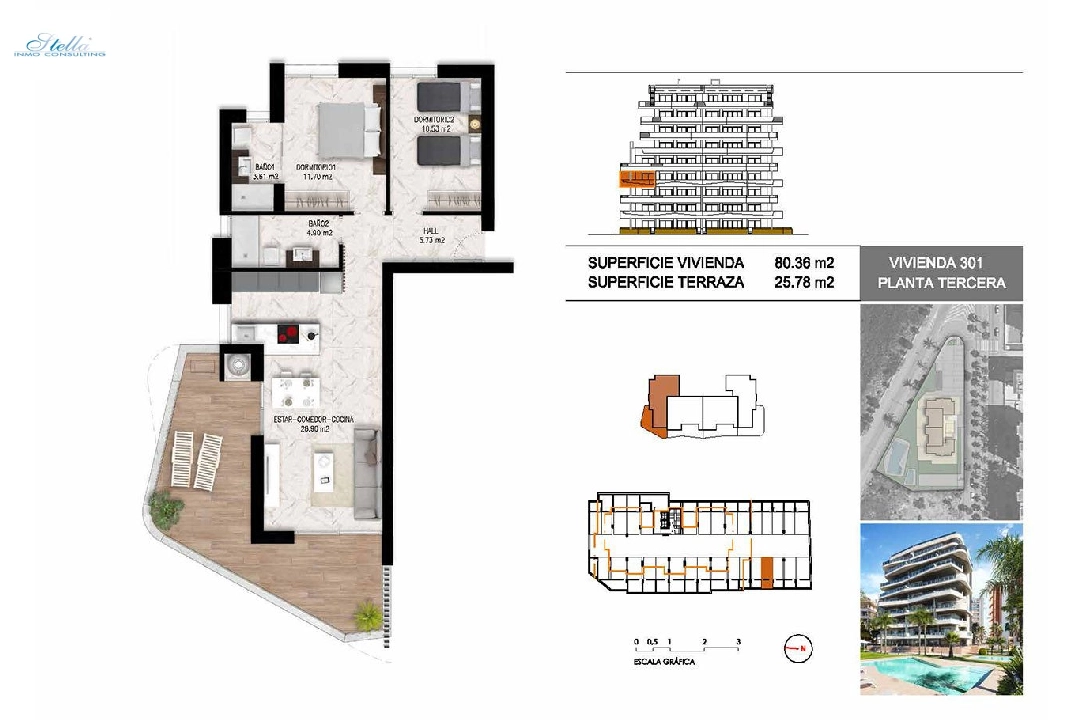 Etagen Apartment in Guardamar del Segura zu verkaufen, Wohnfläche 102 m², Zustand Erstbezug, 2 Schlafzimmer, 2 Badezimmer, Pool, ref.: HA-GUN-411-A01-18