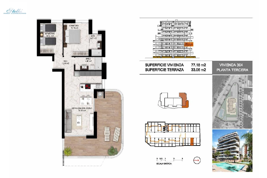 Etagen Apartment in Guardamar del Segura zu verkaufen, Wohnfläche 102 m², Zustand Erstbezug, 2 Schlafzimmer, 2 Badezimmer, Pool, ref.: HA-GUN-411-A01-21