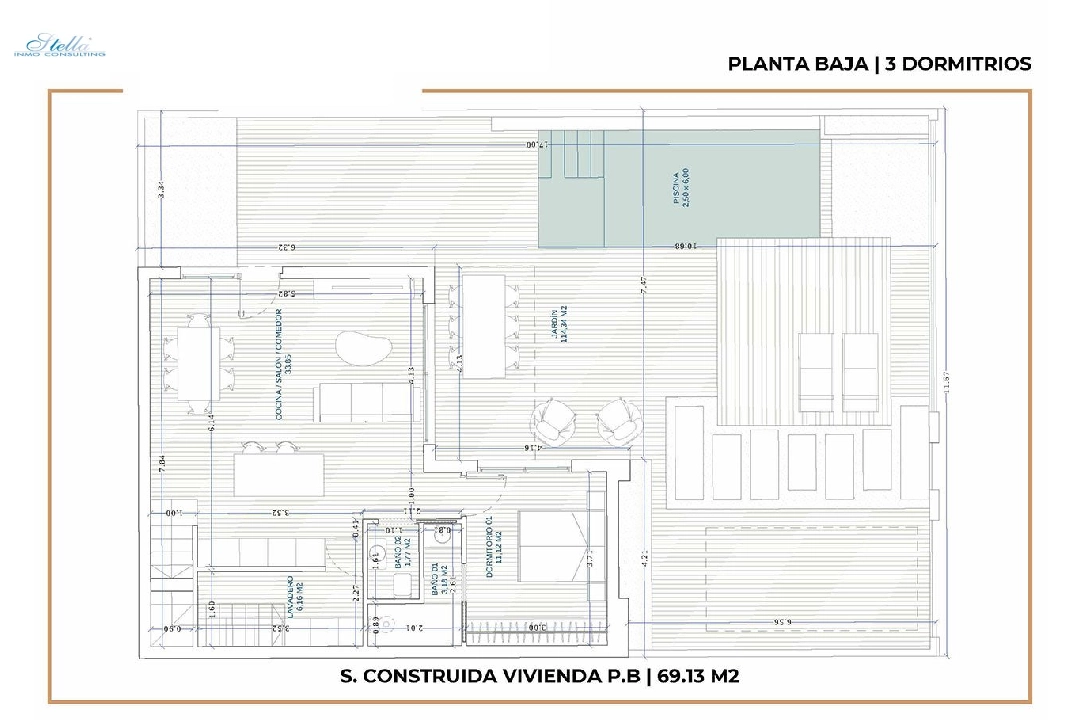 Villa in Roldan zu verkaufen, Wohnfläche 113 m², Zustand Erstbezug, Grundstück 198 m², 3 Schlafzimmer, 2 Badezimmer, Pool, ref.: HA-RDN-120-E02-11